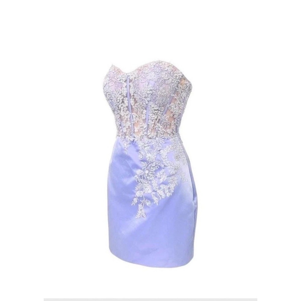 Y2K Satin Corset Mini Dress Sz.4-6 Fairy Mesh Lace Rhinestone Wimsigoth 90s - Picture 2 of 15